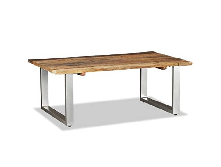 Couchtisch aus recyceltem Holz, massiv, mit Beinen aus Schmiedeeisen, 100 x 60 x 38 cm