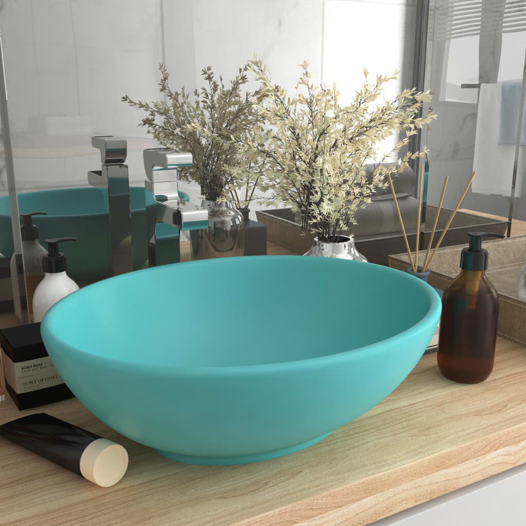 Belfry Bathroom Gline 400mm L x 330mm W Ceramic Oval Sink Light Green 330mm W