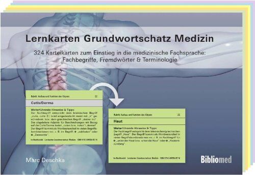 Marc Deschka - Lernkarten Grundwortschatz Medizin - 324 Karteikarten zum Einstieg in die medizinische Fachsprache: Fachbegriffe, Fremdwörter & Terminologie - Preis vom 06.10.2026 07:26:00 h