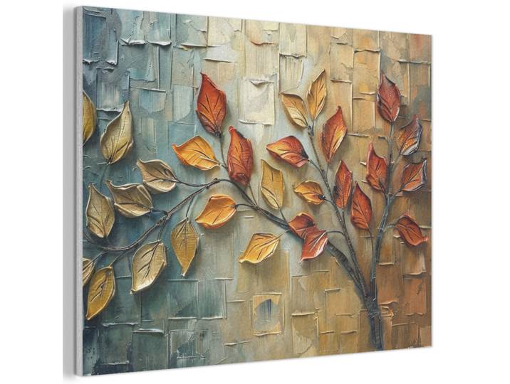 MuchoWow Akustikbild - Baum - Abstrakt - Natur - Kunst - 100x70, Goldfarben, Kunststoff, Rechteckig, 100x70x0.9 cm, Wandverkleidung, Akustikpaneele