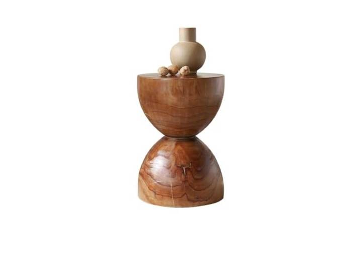 YCCHAH Sofatisch Wabi-Sabi-Stil Holzsofa Beistelltisch Trichterförmiger Retro-Baumstumpf-Ornament Runder Eck-Beistelltisch Wohnzimmer-Beistelltisch