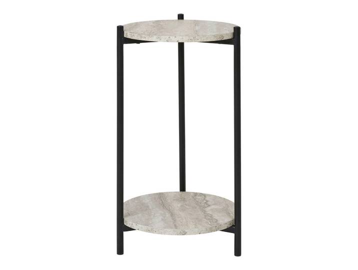 Beistelltisch Leuven, Grau, Schwarz, Steinoptik, Rundrohr, 46x27x27 cm, Wohnzimmer, Wohnzimmertische, Beistelltische