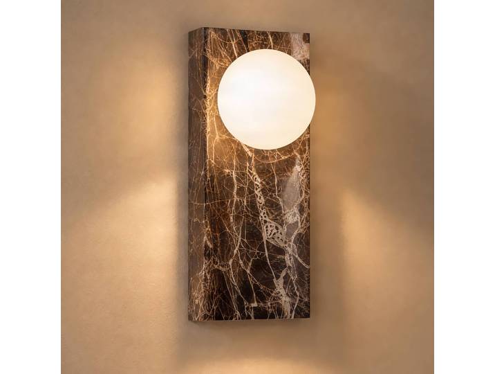 Wandleuchte Sonto Lucande, dimmbar, braun / rost, für Wohn- / Esszimmer, Stein, Design