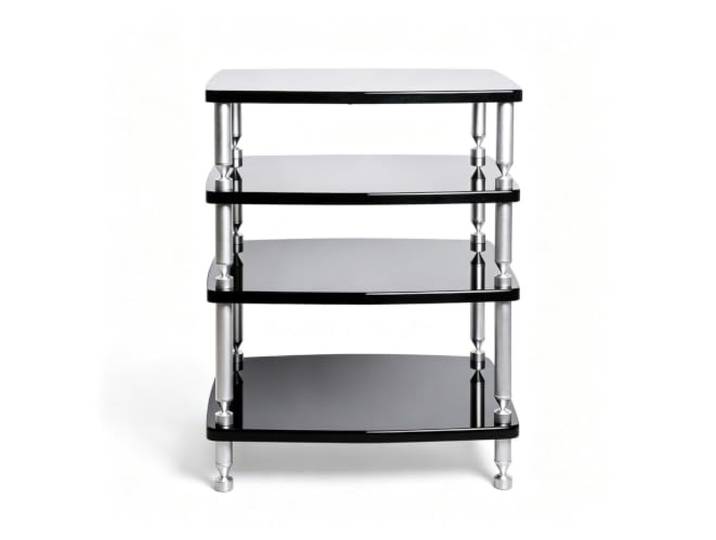 YHTCSXMD HiFi Rack with Separated Vibration-Reducing Structure Audio geräte rack with piano-finish wood shelves and aluminum columns, 1–4 Ebenen for HiFi-Geräte im Wohnzimmer