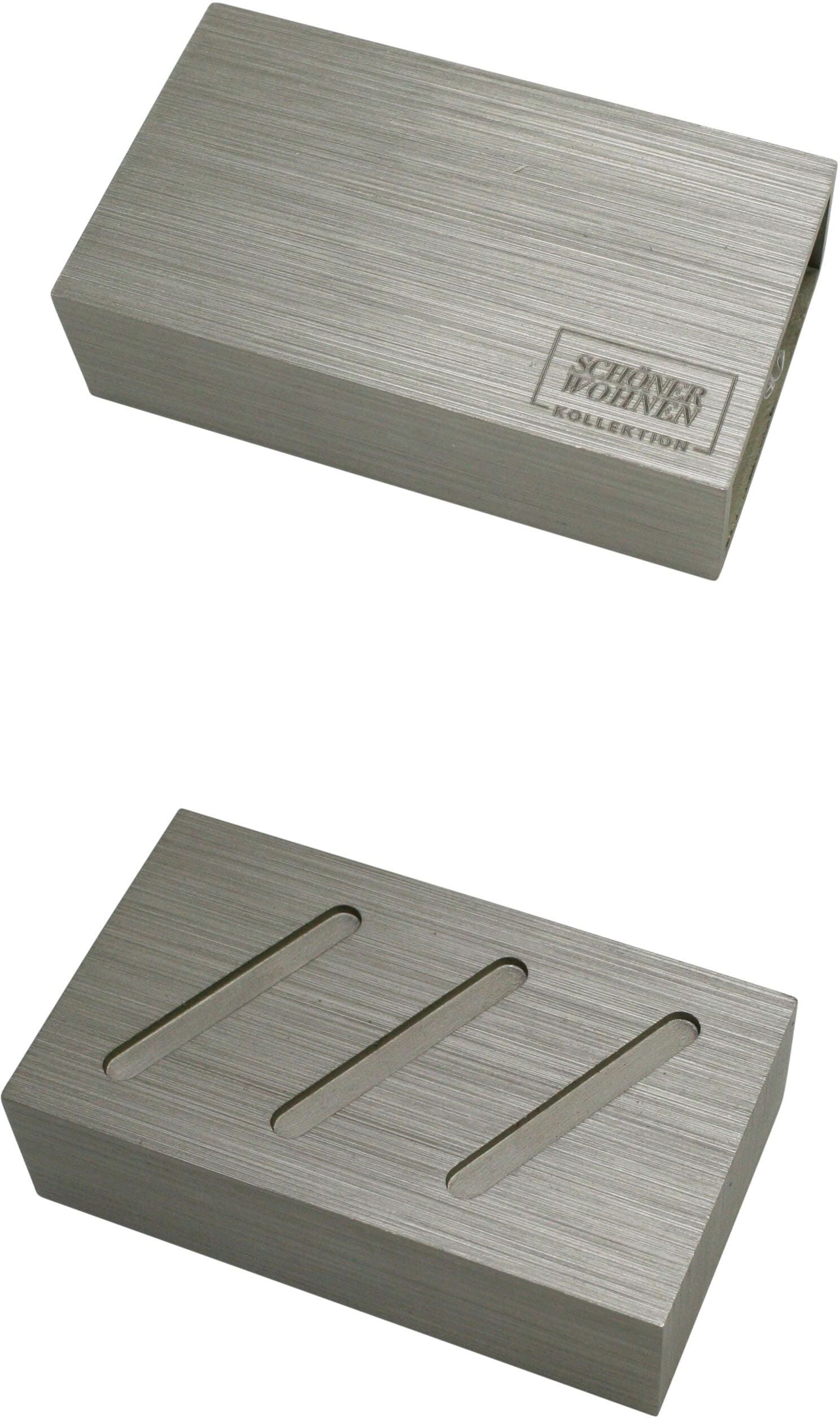Gardinenstangen-Endstück "Struktur", silber (stahl, gebürstet), 2 Stk., SCHÖNER WOHNEN-KOLLEKTION, Gardinenstangenendstücke, Gardinenstangen-Endstück, Serie Einzelprogramm Matteo rechteckig stahl, gebürstet 2 Stk.