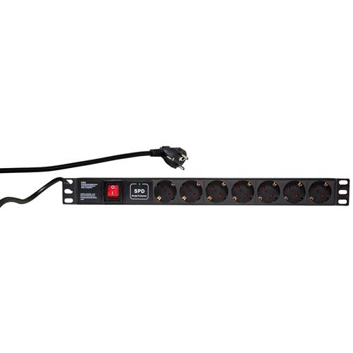 2.00m LogiLink Strom Steckdosenleiste Schutzkontakt Schwarz 7 (PDU7C01)