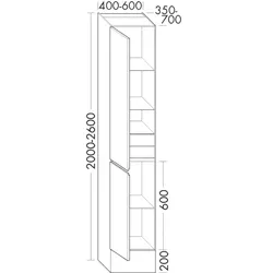 Burgbad Hochschrank rc40 2000x400x400 Asteiche Natur, HSMC040LF4615 HSMC040LF4615