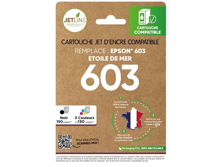 Pack de cartouches d'encre compatibles noir + 3 couleurs 603 JETLINE