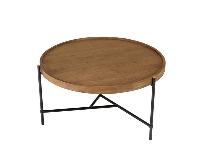Table basse ronde plateau en bois de teck recyclé d74