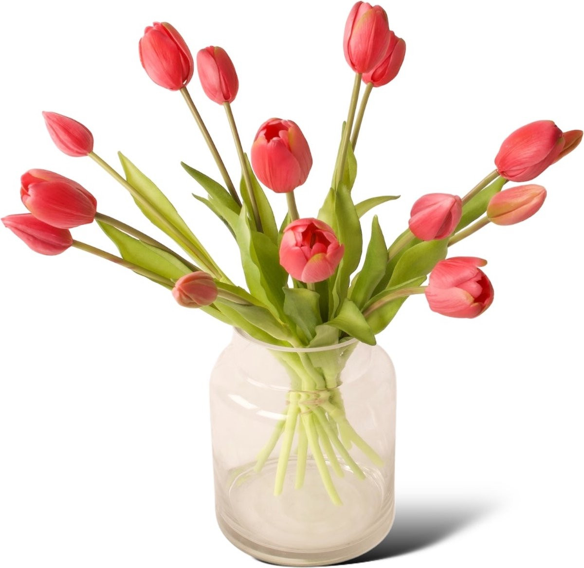 WinQ Kunsttulpen Fuchsia inclusief vaas, 15 stuks