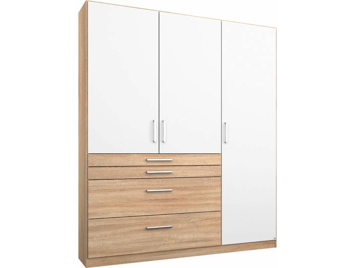 Kleiderschrank RAUCH Harburg Drehtürenschrank Schlafzimmerschrank mit viel Stauraum , weiß (struktureichefarben hell, weiß), B:136cm H:197cm T:54cm, Holzwerkstoff, Schränke, Kleiderschrank, oberste Schublade mit praktischer Facheinteilung MADE IN GERMANY