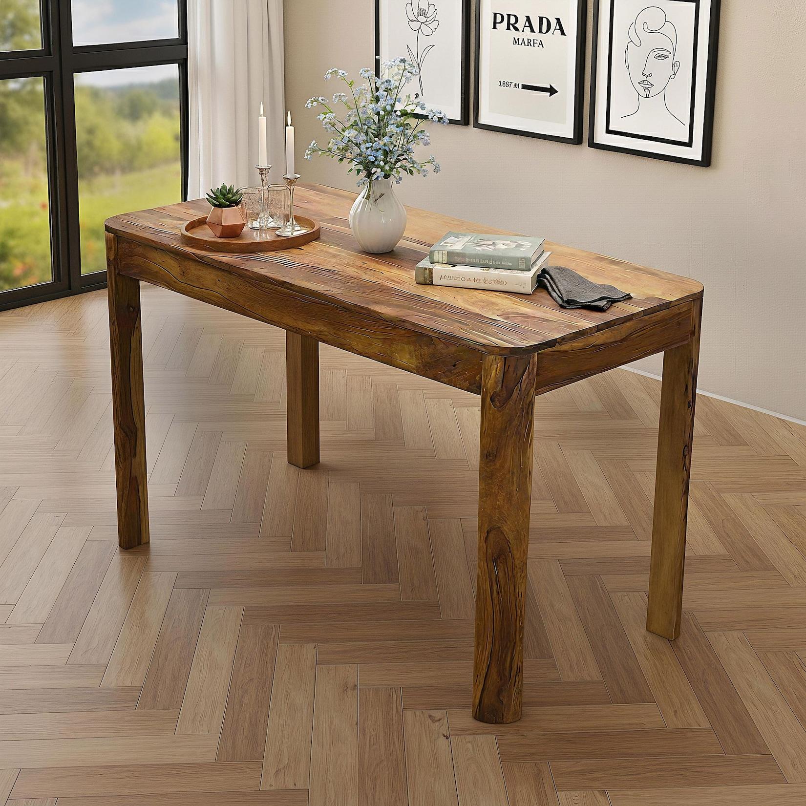 Esstisch Sheesham Massivholz 120cm Rechteckiger Esszimmertisch Küchentisch