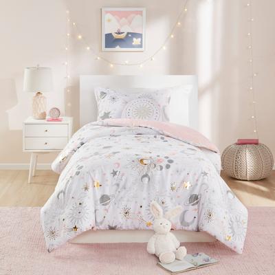 Intelligent Design Kids Celia Starry Sky Metallic Comforter Set with Throw Pillow