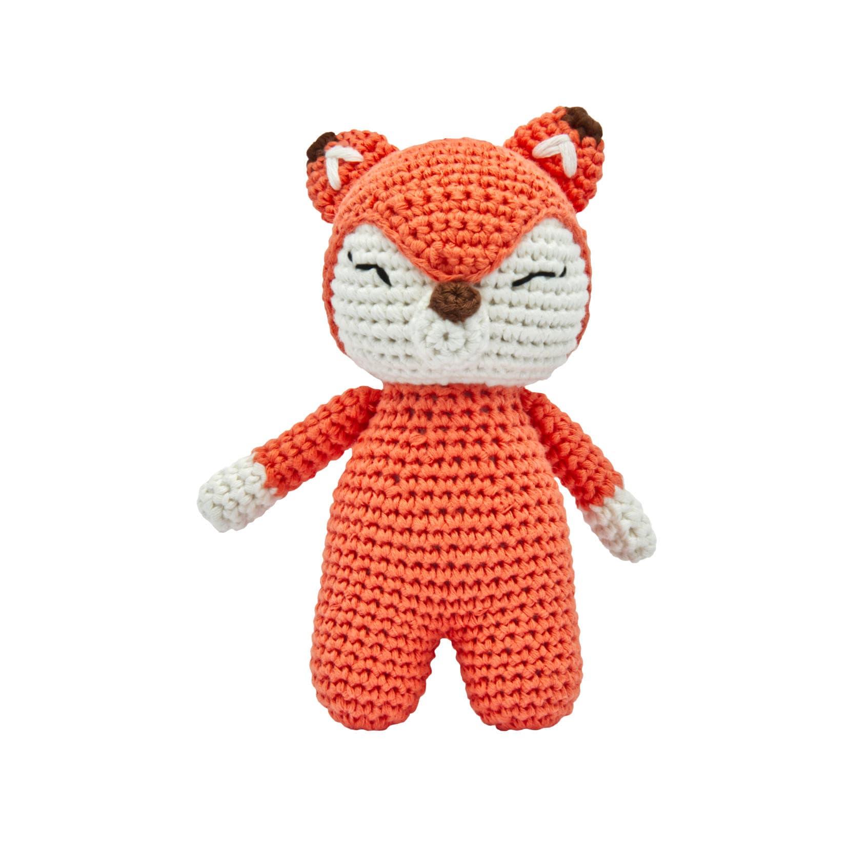 miniHeld Handgestrickter Fuchs gehäkelt aus Baumwolle Spielzeug 15 cm