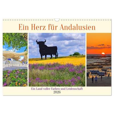 Ein Herz für Andalusien (Wandkalender 2026 DIN A3 quer), CALVENDO Monatskalender