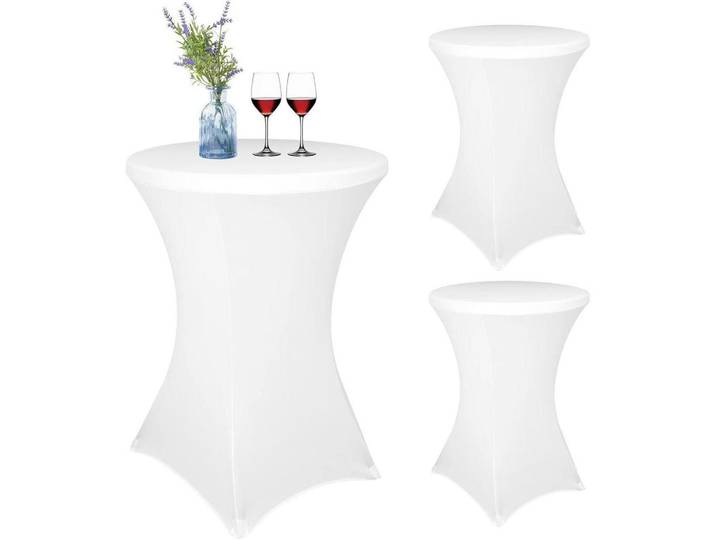 Stehtischhusse 3er-Set Weiß Spandex 80 cm, 80x110 cm, Heimtextilien, Bezüge
