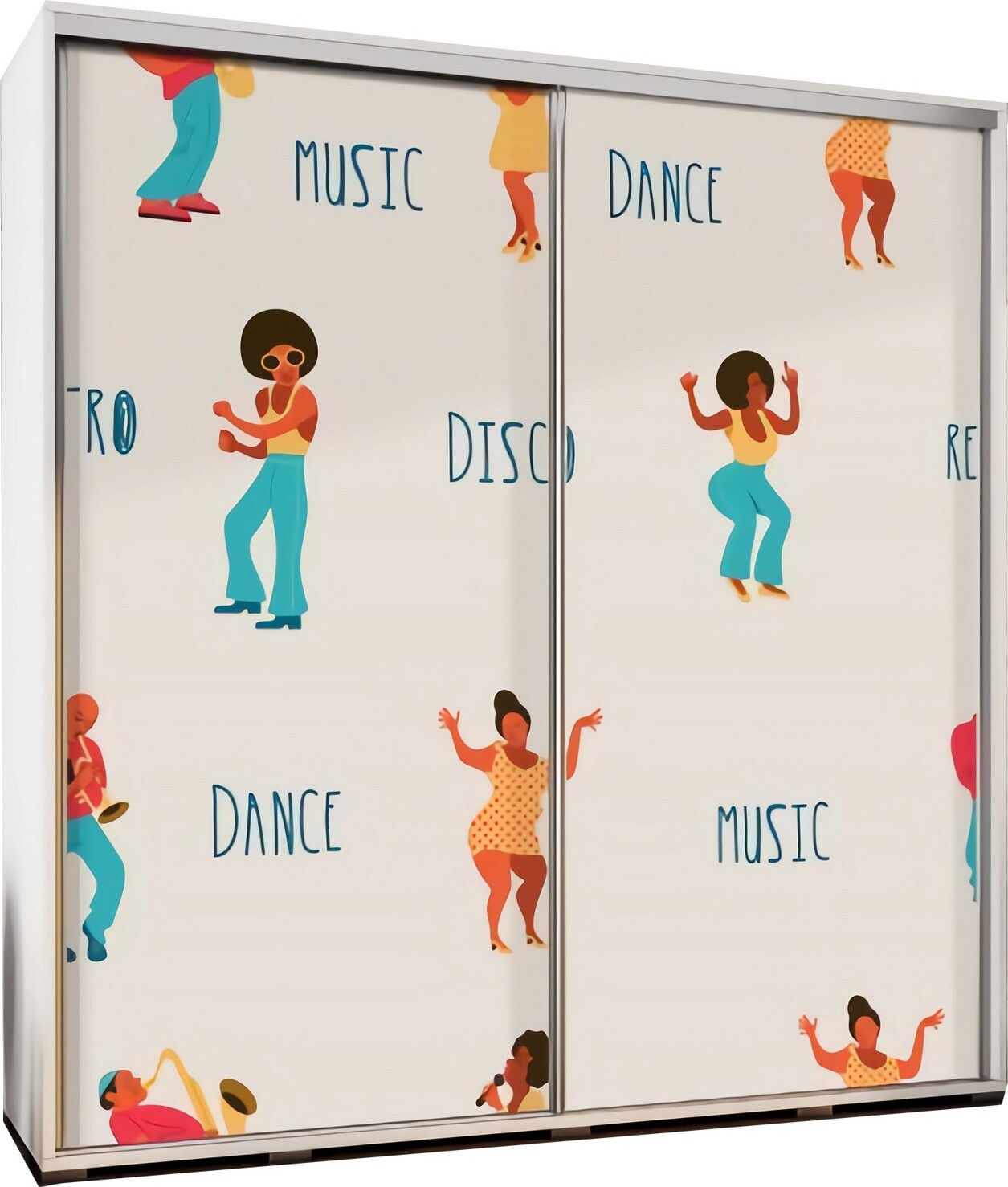 Schuifdeurkledingkast PENELOPA 205 met grafische prints en disco-stijl
