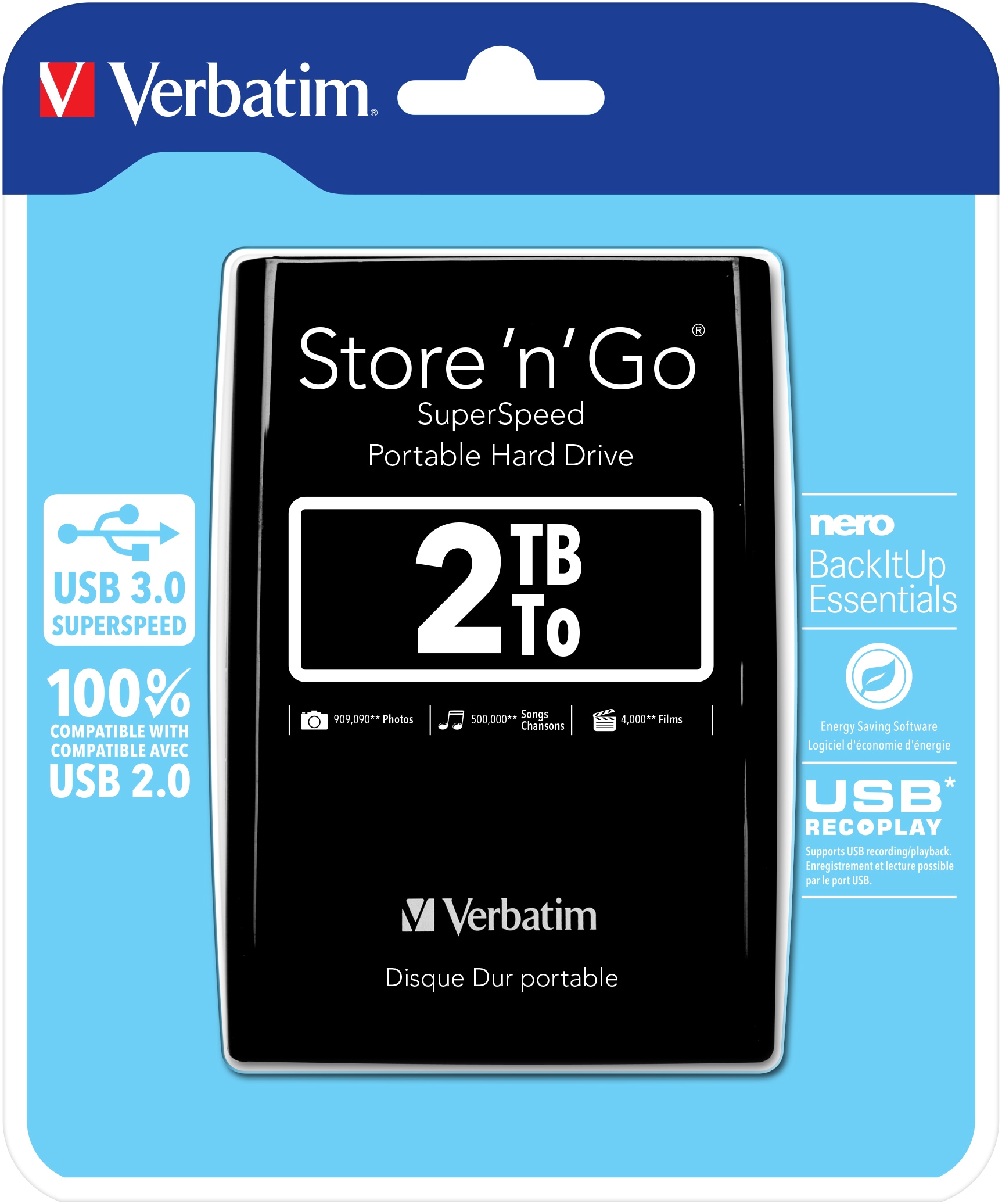 Verbatim Store 'n' Go 2 TB Portable Festplatte Schwarz