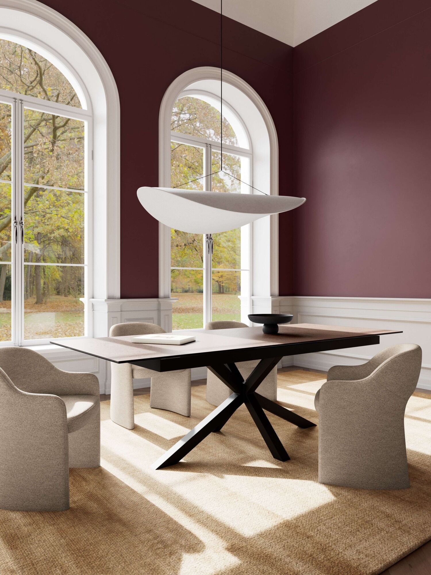Esstisch ACTONA GROUP "Heaven,Tischplatte aus Keramik, ausziehbar - robust & pflegeleicht", braun (schwarz, rostbraun), B:240cm H:76cm T:100cm, Tische, Esstisch, Kratzfest, wasserabweisend, Sitzplatz für 4-8 Personen, B: 200/240 cm schwarz, rostbraun B/H/
