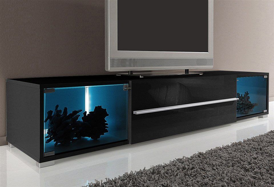 Lowboard HÖLTKEMEYER "Aqua", schwarz (schwarz, schwarz), B:141cm, Sideboards, Lowboard, TV-Board, Breite 141 cm oder 161 cm schwarz, schwarz B/H/T: 141cm