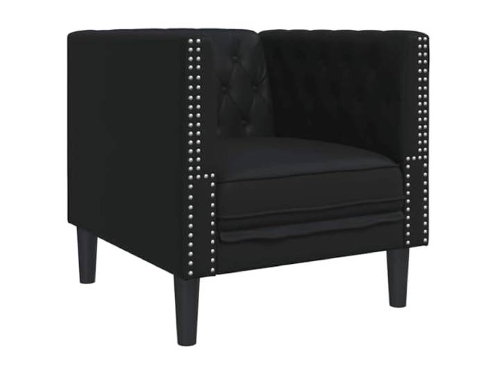 Todiikf Chesterfield Sessel Schwarz Kunstleder Polstersessel 71x74,5cm Klassischer Clubsessel mit Knopfheftung und Schaumstoffpolsterung für Wohnzimmer und Büro, pflegeleichtes Kunstleder.