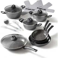 Stoneline CERAMIC Kochgeschirr-Set 16-tlg., Pfannenset + Topfset, Grau