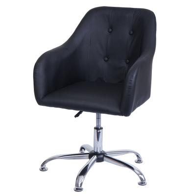 Décoshop26 - Esszimmerstuhl/Bürostuhl mit Armlehnen höhenverstellbarem Drehsitz Metall und schwarzem PVC 04_0006344 04_0006344