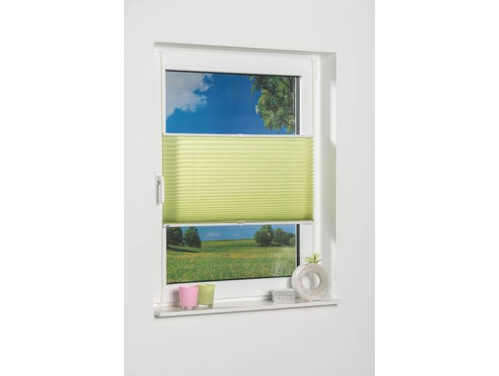 Plissee K-HOME Klemmfix Pisa , grün, B:25cm H:130cm, Obermaterial: 100% Polyester, Plissees, Plissee, Crushed-Optik