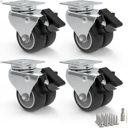 PRIOstahl Doppelrollen 50mm Graue Rollen 4x Lenkrollen mit Bremse inklusive Befestigungsmaterial