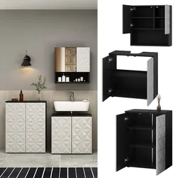 Vicco Badmöbel-Set Badezimmer-Möbel Bad-Schrank Edge Schwarz Weiß modern Badezimmerschrank Waschbeckenunterschrank Spiegelschrank Badezimmerkommode