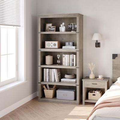 "Garvee 5 Tier Farmhouse Wooden Bookcase, 67.4"" Tall Bookshelves with 5 Display Shelves"
