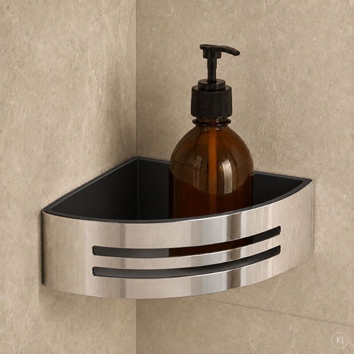 AquaCraft 400 Eckduschkorb 40000101-00 Einsatz schwarz herausnehmbar, chrom