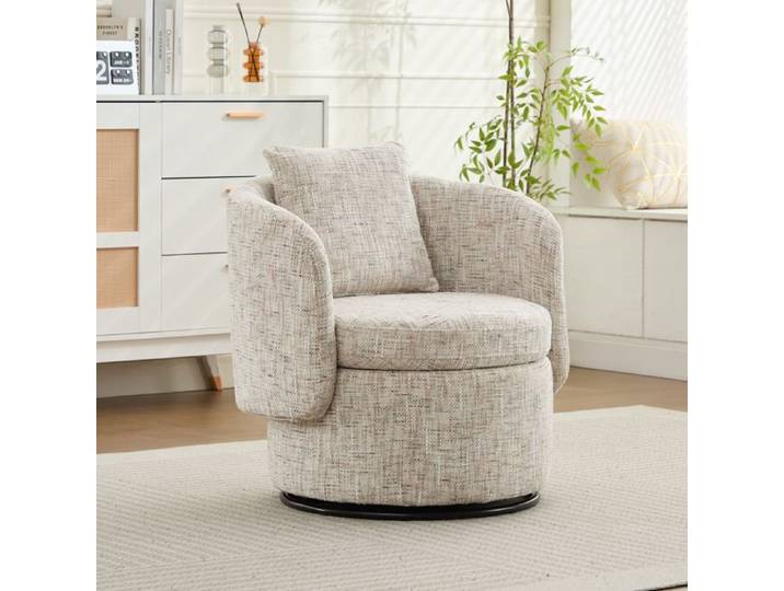 Fauteuil de salon - Fauteuil pivotant 028 fauteuil d'appoint pivotant à 360° 72 x 66.5 x 76 cm Ivoire