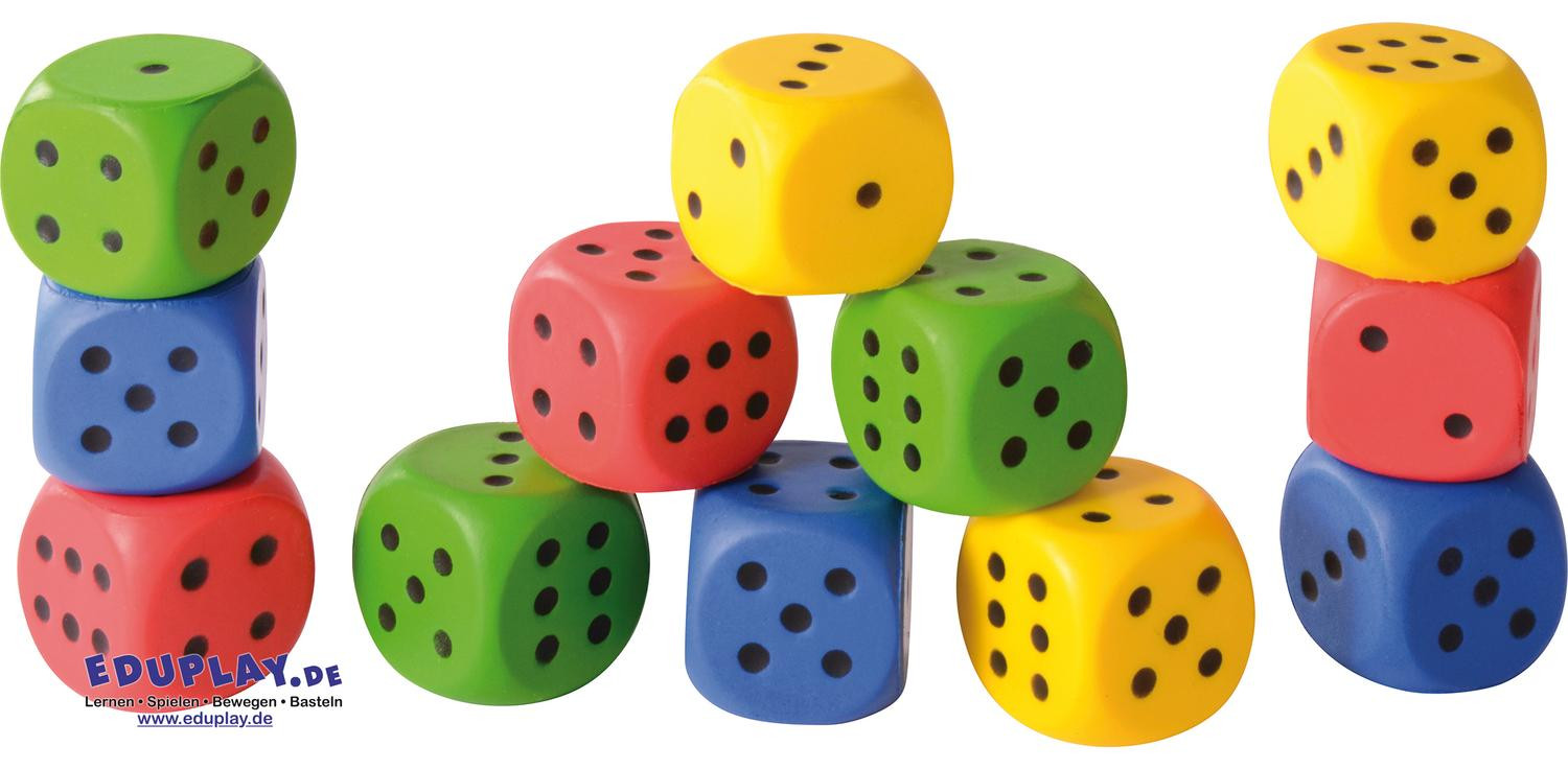 Weplay Eduplay Dobbelstenen van schuim, set van 12 stuks - kleurrijk speelgoed