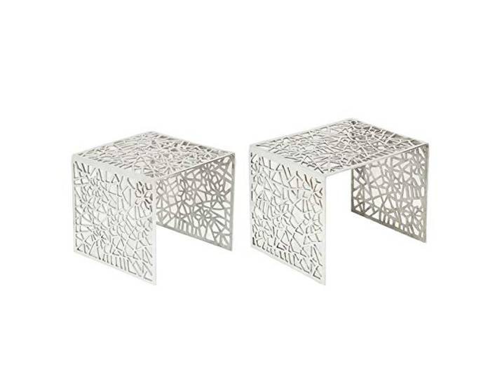 Couchtisch ABSTRACT 49cm - silber - Metall - handgefertigt angenehme Haptik Montiert, hochwertig, stabile Konstruktion, 20 kg Belastbarkeit, gemütlicher Look, pflegeleicht