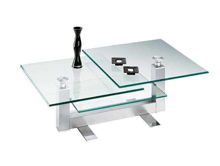 Couchtisch LAS VEGAS Nickel matt/Glasplatte ca. 70 x 47-42 x...