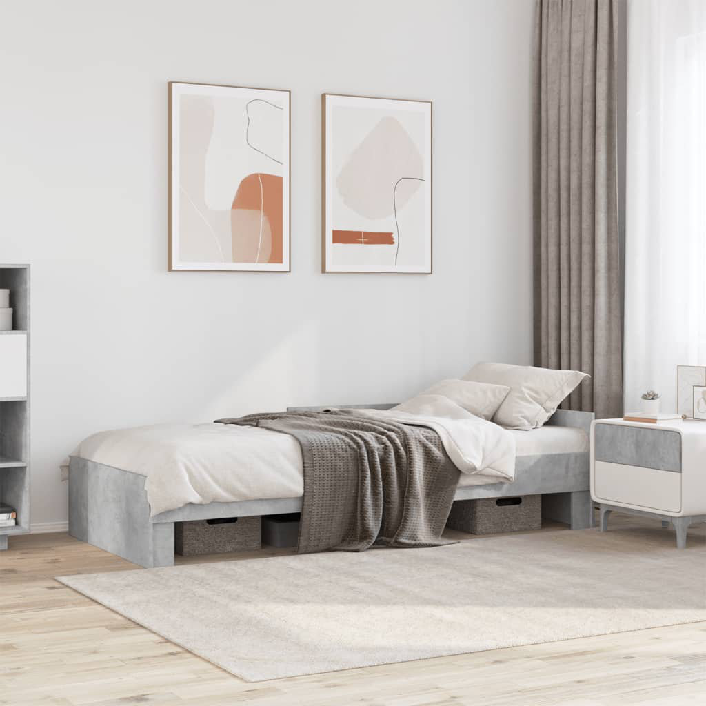 17 Stories Bed Frame Without Mattress Engineered Wood Concrete Grey Single (3')