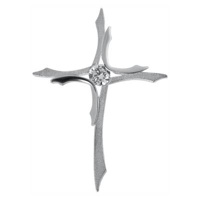 Kettenanhänger JOBO "Anhänger Kreuz", silber (silber 925, weiß), Schmuckanhänger, Damen, Silber 925 (Sterlingsilber), Kettenanhänger, 925 Silber mit 1 Zirkonia