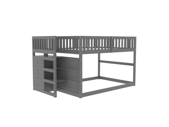 Redom Etagenbett 140/200 cm mit Sicherheitstreppe und 4 Schubladen, Grau, 140x200 cm, Babymöbel & Kindermöbel, Kinderzimmer & Jugendzimmer, Stockbetten