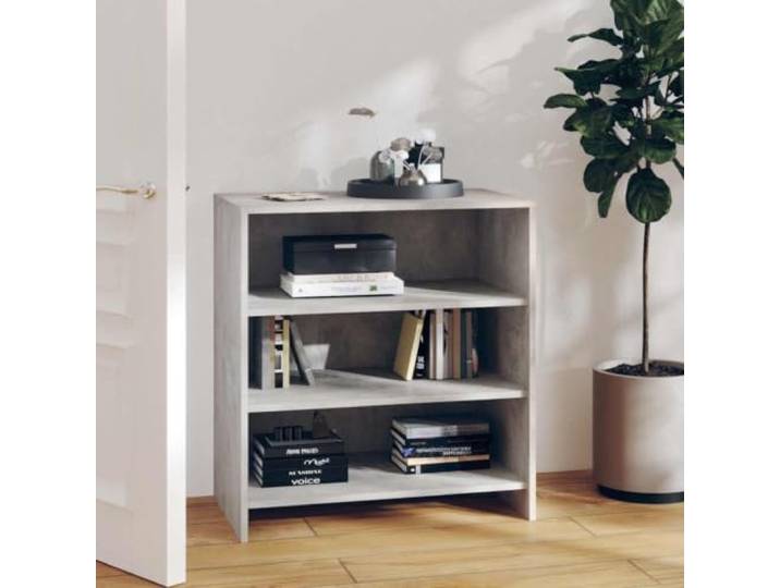 RJPLMFV Anrichte, Betongrau, 70 x 40,5 x 75 cm, Holz aus Technik 3 Regale, Aufbewahrung für Bücher und Multimedia, robuste Oberseite für Dekoration