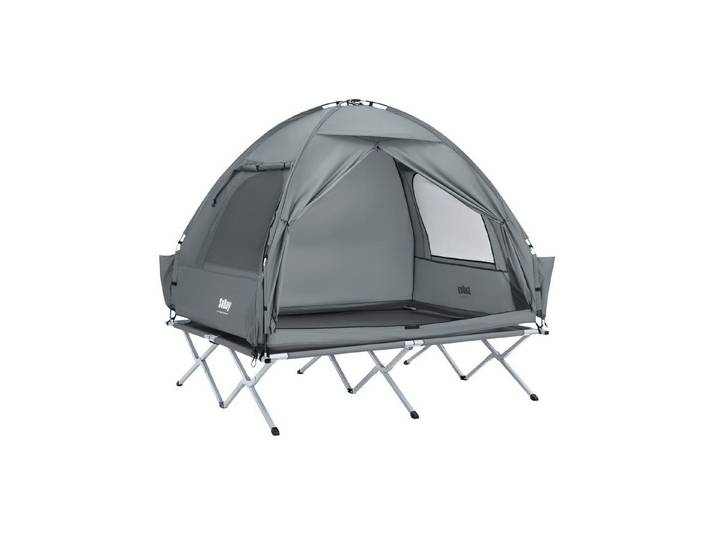 SoBuy Feldbett OGS32, Vorzelt Wasserdichtes Campingbett Campingliege Familienzelt Feldbett mit Zelt 1/2 Personen 7in1 Wurfzelt mit Luftpumpe,Campingzelt