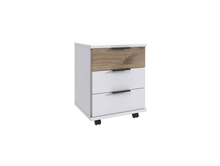 Rollcontainer Nordy weiss/Eiche Nachbildung Holzwerkstoff B 46 H 58 cm - Rollcontainer