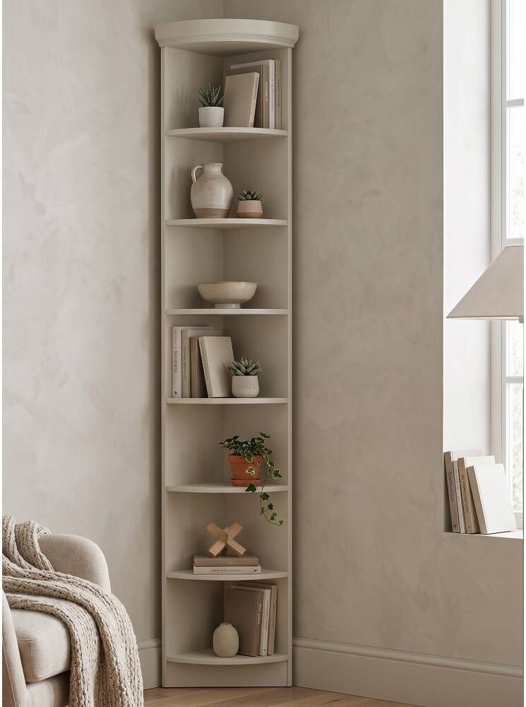 Pharao24.de Eckregal Eckbücherregal 220 cm hoch in Cremeweiß