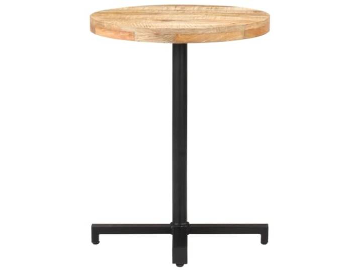 GPUTYGHN Bistrotisch Rund Ø60x75 cm Raues Mangoholz Schwarz pulverbeschichteter Eisenfuß,stabiles Gestell,langlebig,natürliches Finish