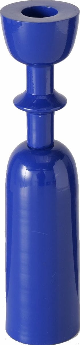 Boltze kandelaar voor stompkaarsen mat blauw aluminium