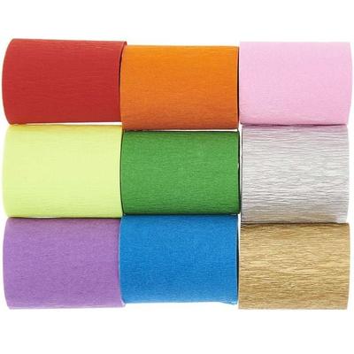 Kreppbänder, Regenbogen Klassik Mix, MIX, 9 Stk, 5,5 cm x 10 m