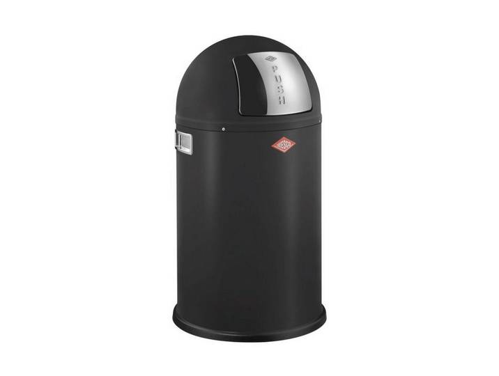 Wesco Abfallsammler Pushboy Junior, Schwarz, Edelstahl, Metall, 22 L, 63 cm, Küchen, Küchenausstattung, Mülleimer