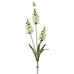 Decoris Künstliche weiße Hyazinthe 13x67cm Kunstblume mit drei Blütenköpfen Blumendeko Blumenarrangement Tischdeko Frühlingsdeko Blumenschmuck