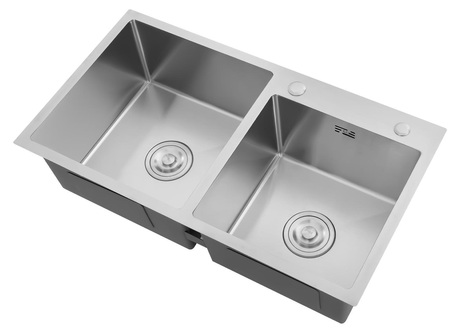 Küchenspüle, Doppelbecken, Edelstahlkonstruktion, Silber