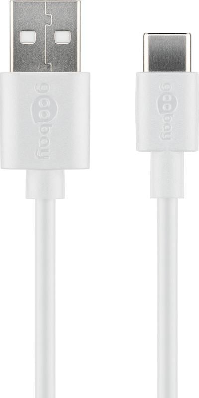 Goobay USB-C oplaad- en synchronisatiekabel, wit, 3 meter